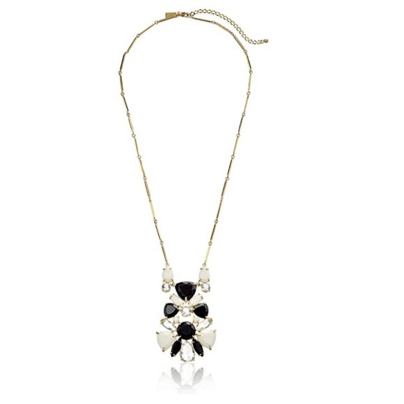 Kate Spade black cream Twinkle Lights long Statement Pendant Necklace nwot - Picture 1 of 9